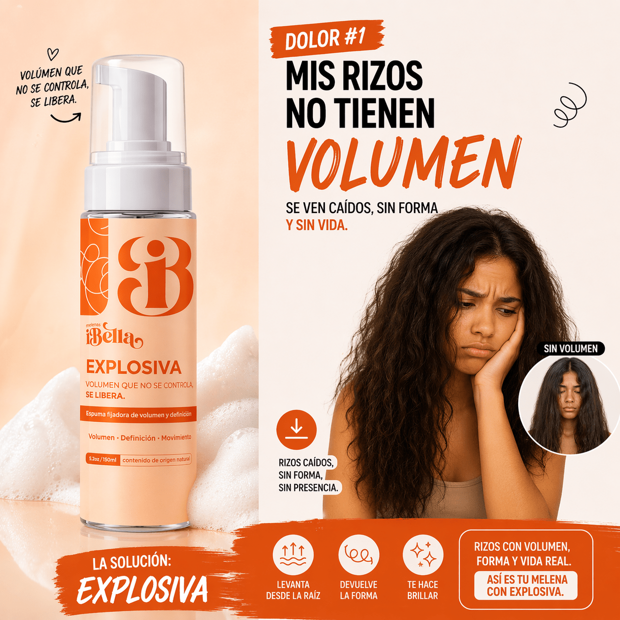 Explosiva Espuma Capilar 150 ml - Melenasibella
