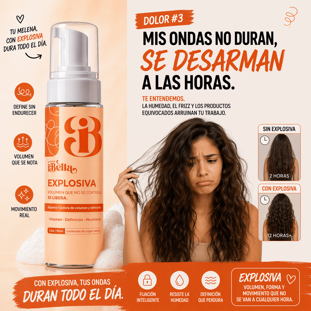 Explosiva Espuma Capilar 150 ml - Melenasibella