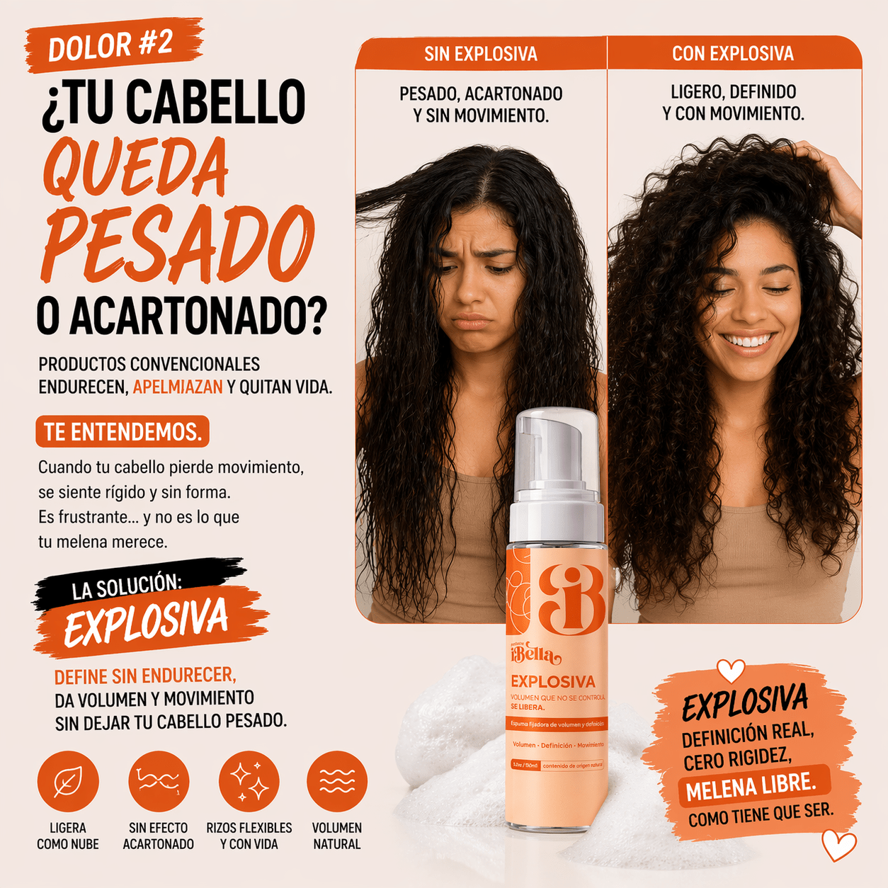 Explosiva Espuma Capilar 150 ml - Melenasibella